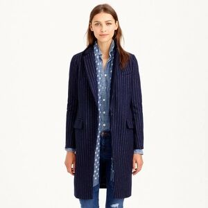 Vintage J. Crew Wool Navy Pinstripe Topcoat
